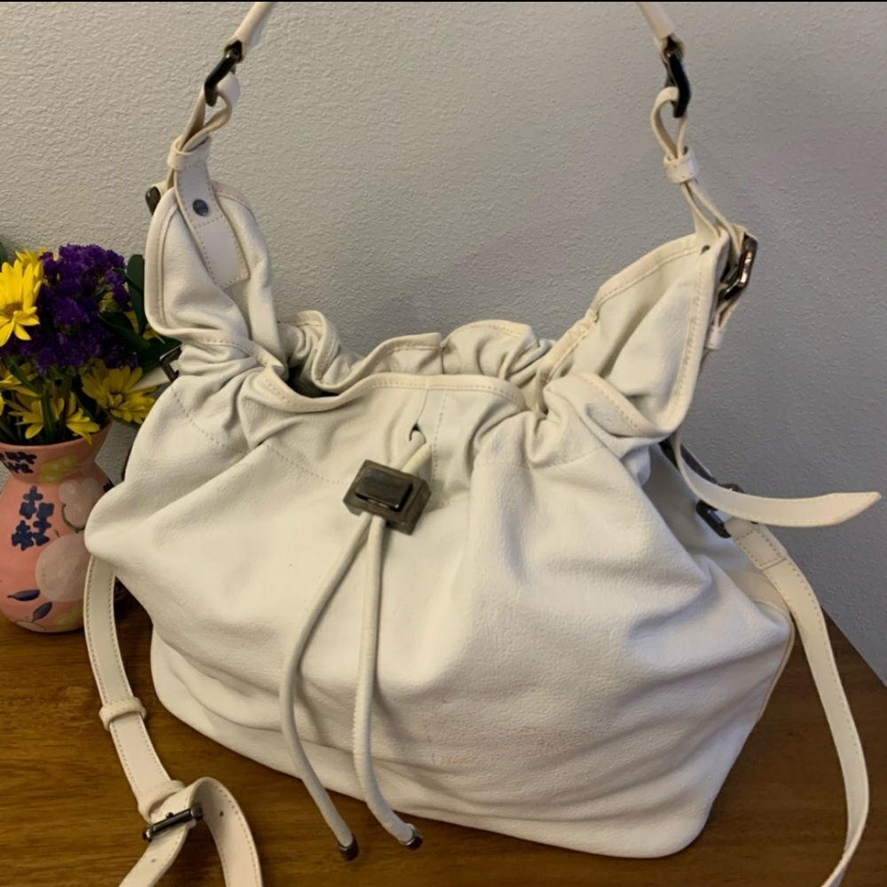 Burberry Cream Leather Large Hobo Bag